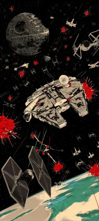 Millenium Falcon Battle phone wallpaper