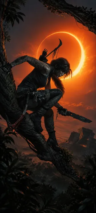 Lara Croft, Eclipse Hunter phone wallpaper
