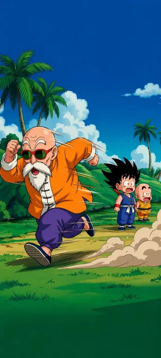 Master Roshi on the Run phone wallpaper