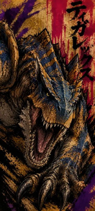 The Inked Fury of the Striped Wyvern phone wallpaper