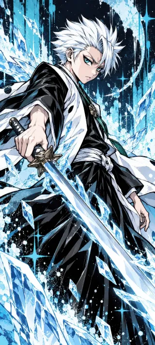 Toshiro Hitsugaya's Iceblade phone wallpaper