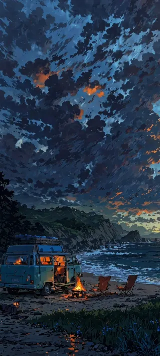 The Wanderlust Beach Camp phone wallpaper
