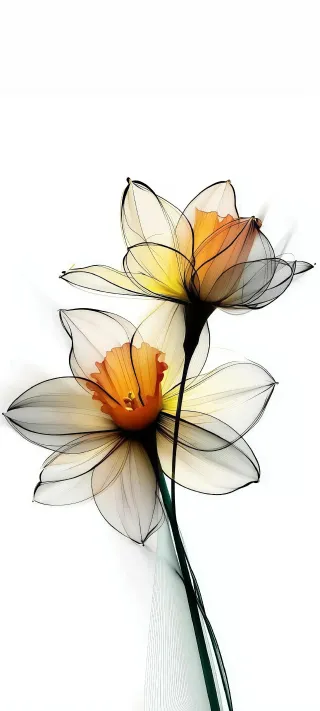 Daffodils in Ink phone wallpaper