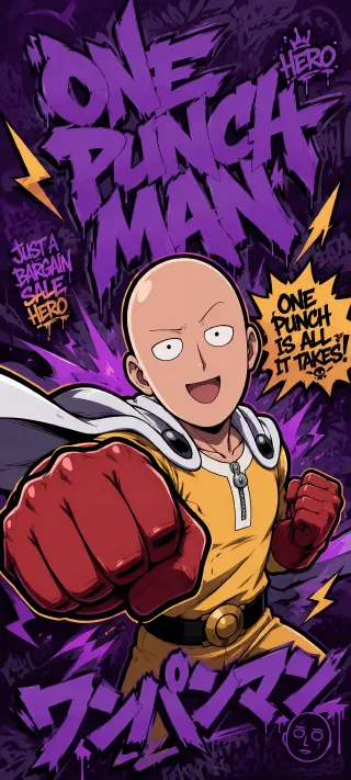Saitama's Decisive Fist phone wallpaper
