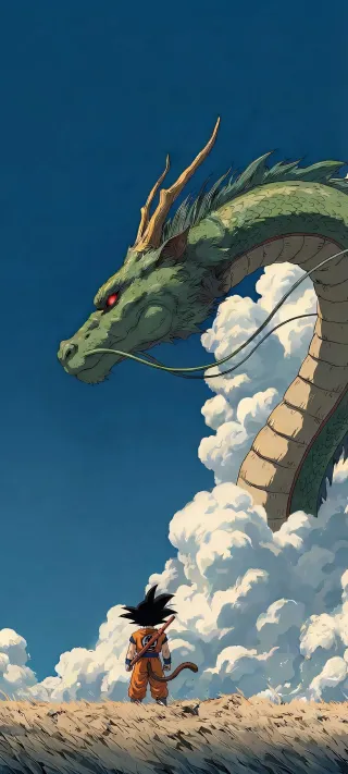 Shenron Above the Fields phone wallpaper