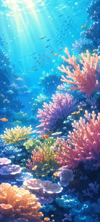 Clownfish Among Coral Gardens phone wallpaper