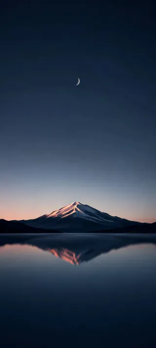 Snowy Peak and Crescent phone wallpaper