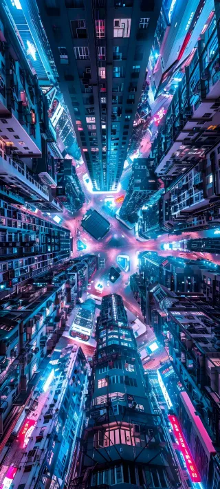 ​Falling Upward Into a Neon Abyss phone wallpaper