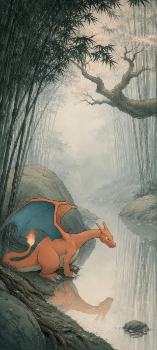 Charizard at Bamboo Creek phone wallpaper