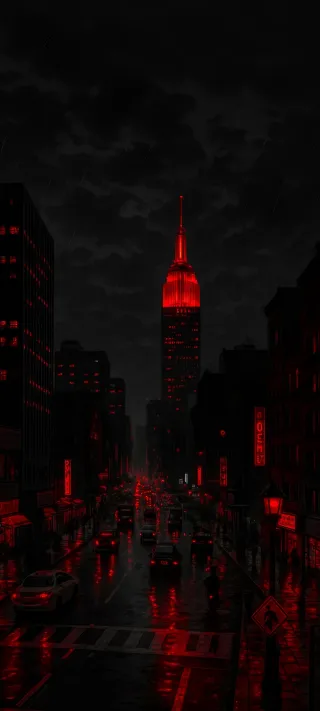 Scarlet Rain Over Manhattan phone wallpaper