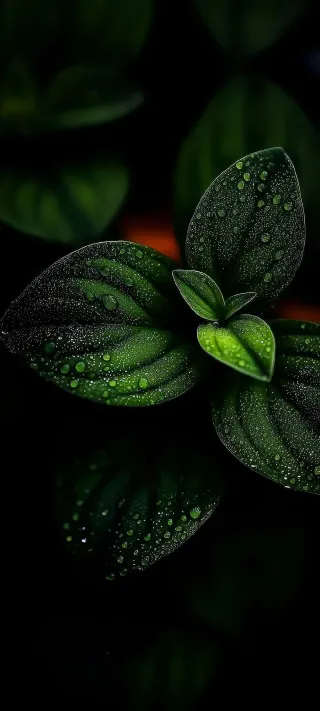 Rain-Kissed Leaves phone wallpaper