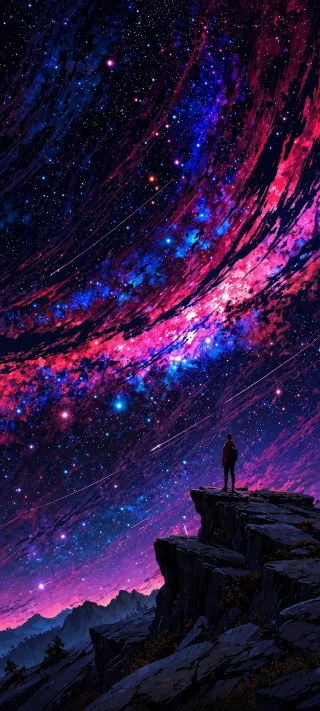 Stargazer on the Cliff phone wallpaper