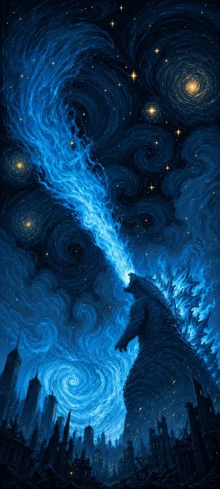 Godzilla's Atomic Breath phone wallpaper