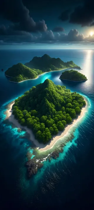 Archipelago at Dusk phone wallpaper
