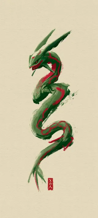 Rayquaza in Brushstroke phone wallpaper