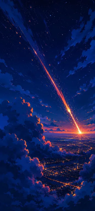 Meteor Over the City phone wallpaper