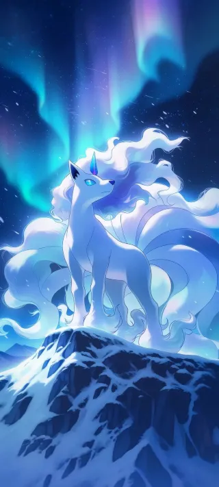 Alolan Ninetales on Ice phone wallpaper