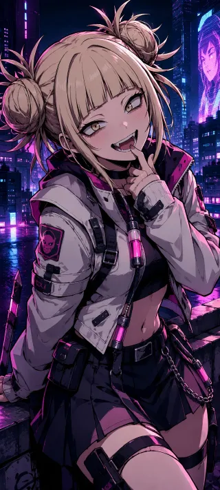 Himiko Toga in Neon City phone wallpaper