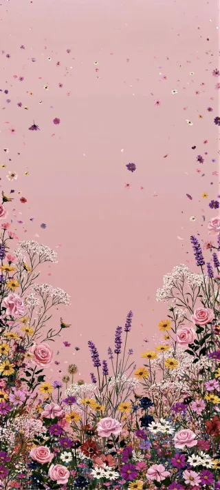 Rose and Lavender Meadow phone wallpaper