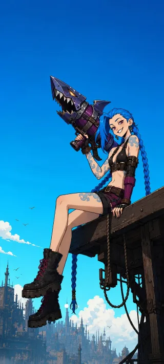 Jinx with the Shark Gun phone wallpaper