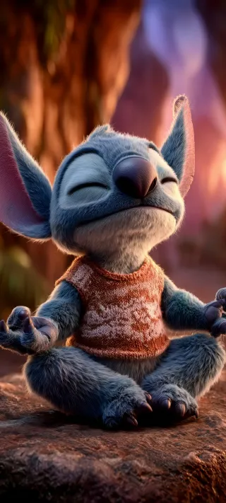 Stitch in Meditation phone wallpaper