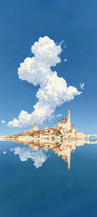 Ivory Castle on Water phone wallpaper