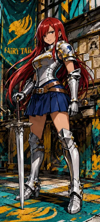 Erza Scarlet in Armor phone wallpaper