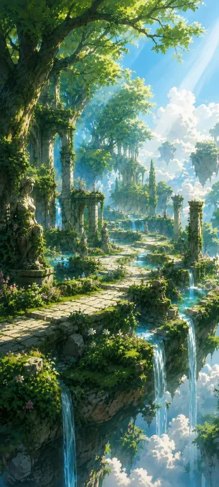 Ruined Garden of the Sky phone wallpaper