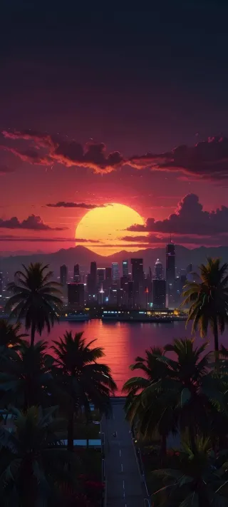 Metropolis Under the Golden Sun phone wallpaper