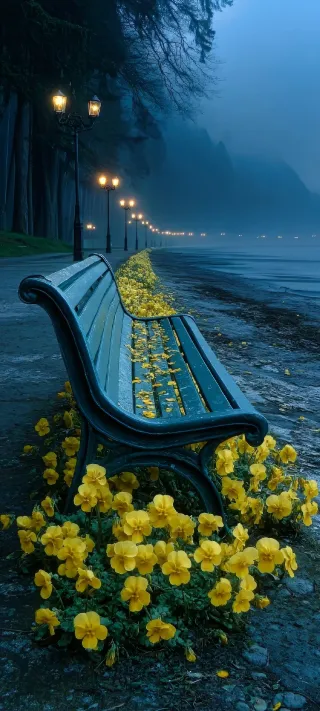 The Melancholic Path of Golden Pansies phone wallpaper