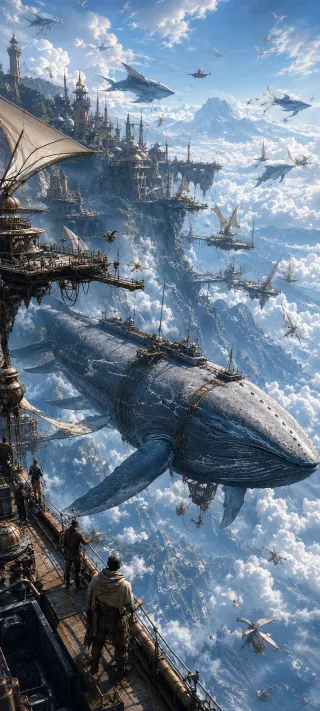 The Sky Whale Armada phone wallpaper