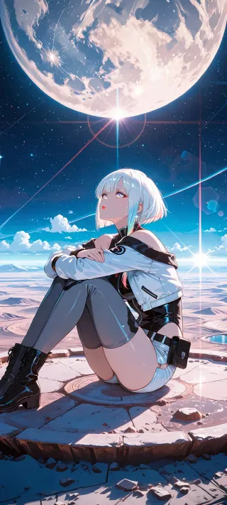 Silhouette of a Distant Moon phone wallpaper