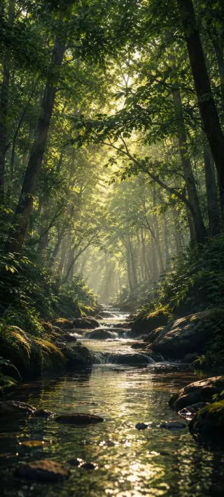 Whispering Stream of the Woods phone wallpaper