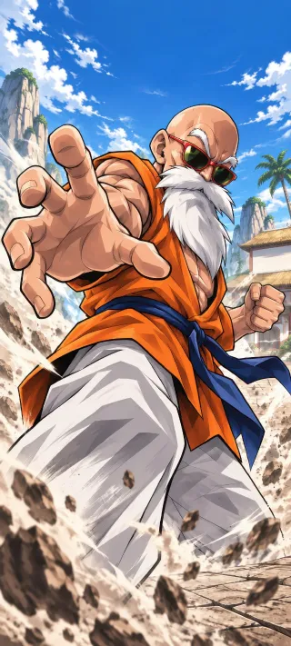 Master Roshi's Thunderous Strike phone wallpaper