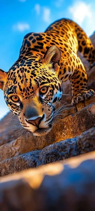 The Silent Prowl of the Sunlit Predator phone wallpaper