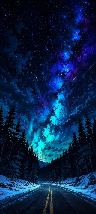 Milky Way Over Pines phone wallpaper