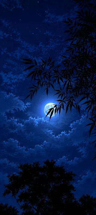 Moonlit Bamboo Canopy phone wallpaper