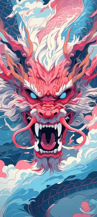 Red Asian Dragon phone wallpaper