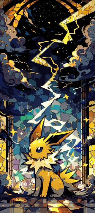 Jolteon's stained glass phone wallpaper