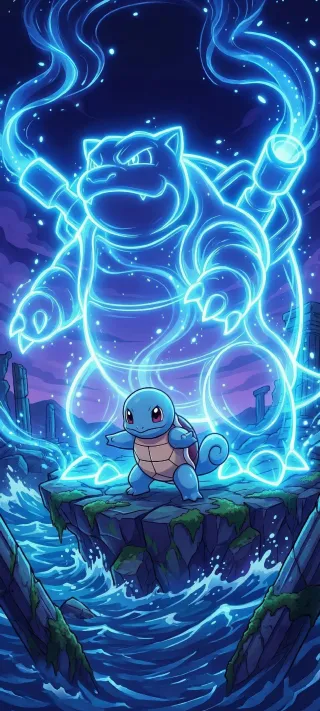 Squirtle and the Blastoise Spirit phone wallpaper