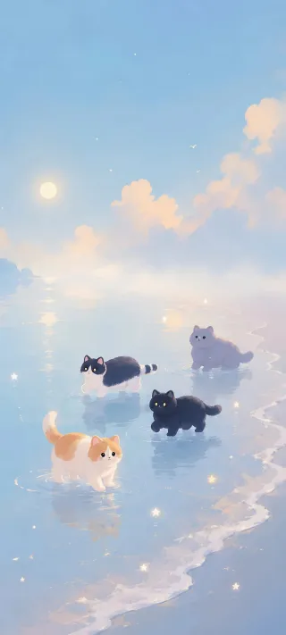 Cats in Heaven phone wallpaper