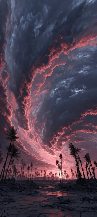 Pink tropical sunset phone wallpaper