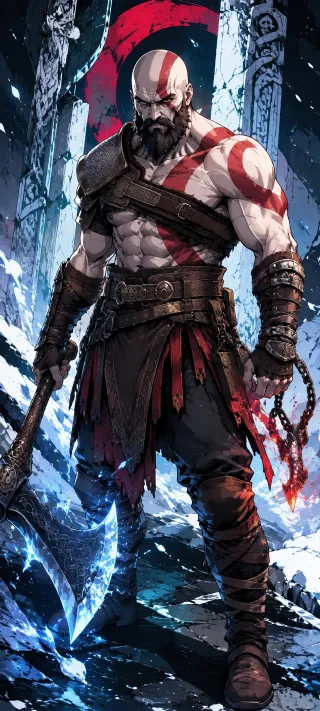 Kratos of Midgard phone wallpaper
