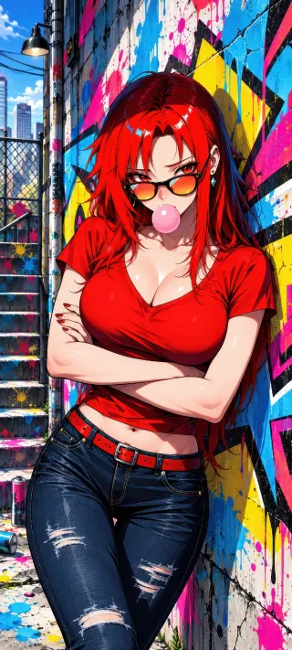 Red-Haired Street Muse phone wallpaper