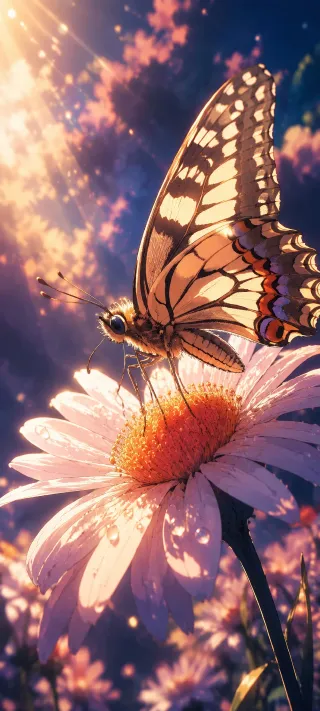 Swallowtail on a Daisy phone wallpaper