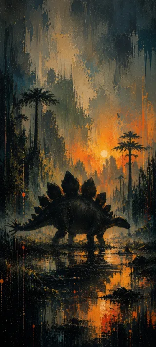 Echoes of the Mesozoic Sunset phone wallpaper