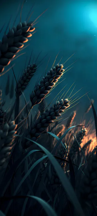 The Silent Harvest Under a Teal Glow phone wallpaper