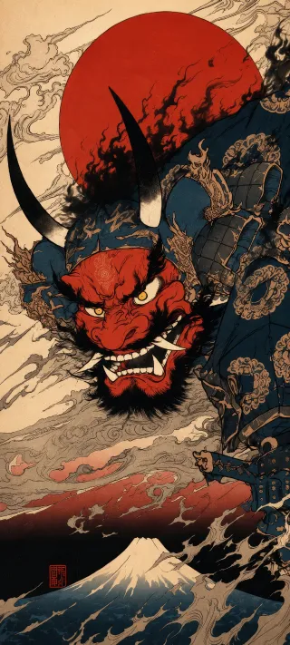 Oni Warrior at Sea phone wallpaper