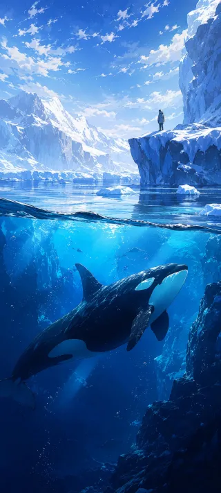 Figure Above, Whale Below phone wallpaper