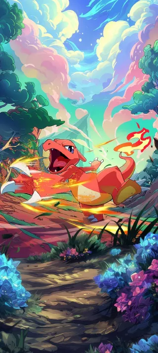 Dynamic Charmeleon Slashing Fire phone wallpaper